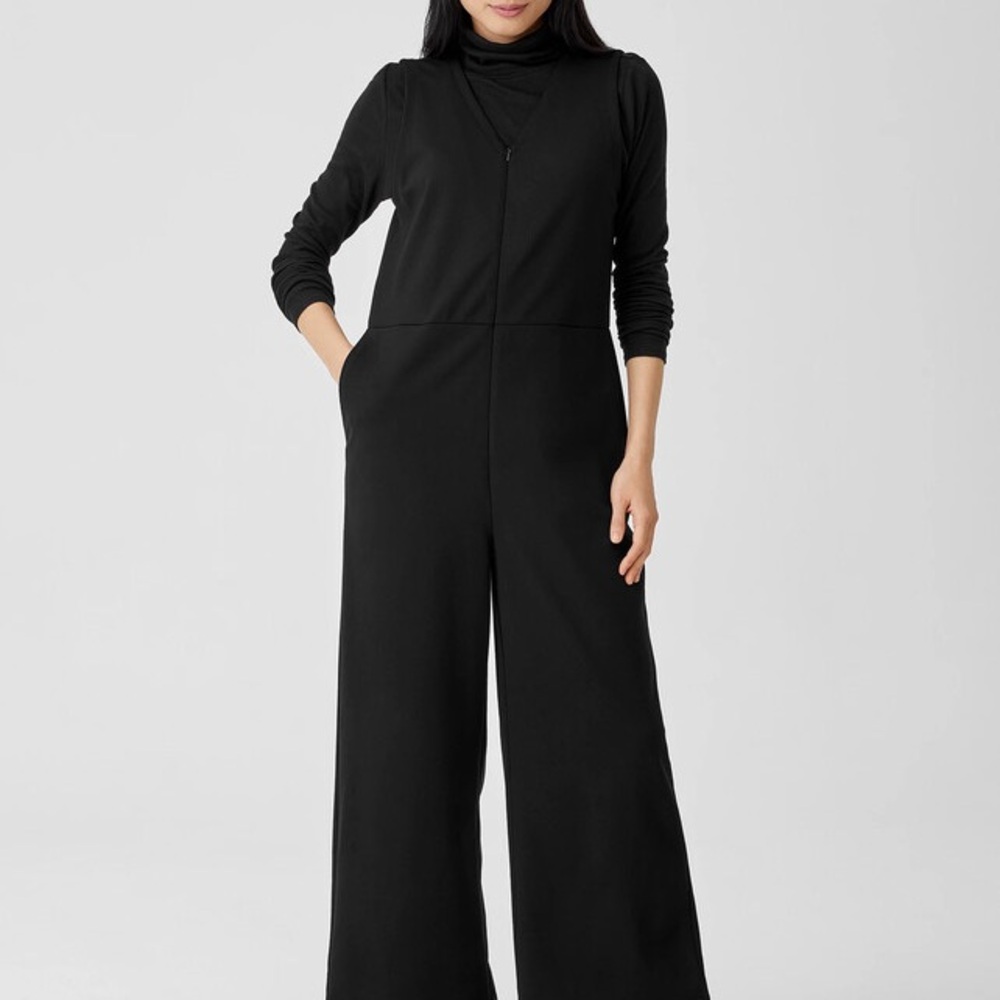 Eileen Fisher Washable Flex Ponte V- Neck Jumpsuit - Picture 7 of 10